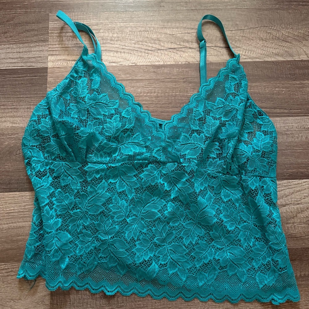Teal Lace Camisole Top